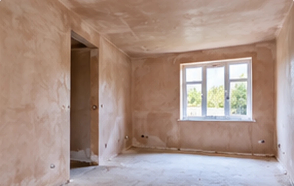 Smooth, freshly plastered interior wall